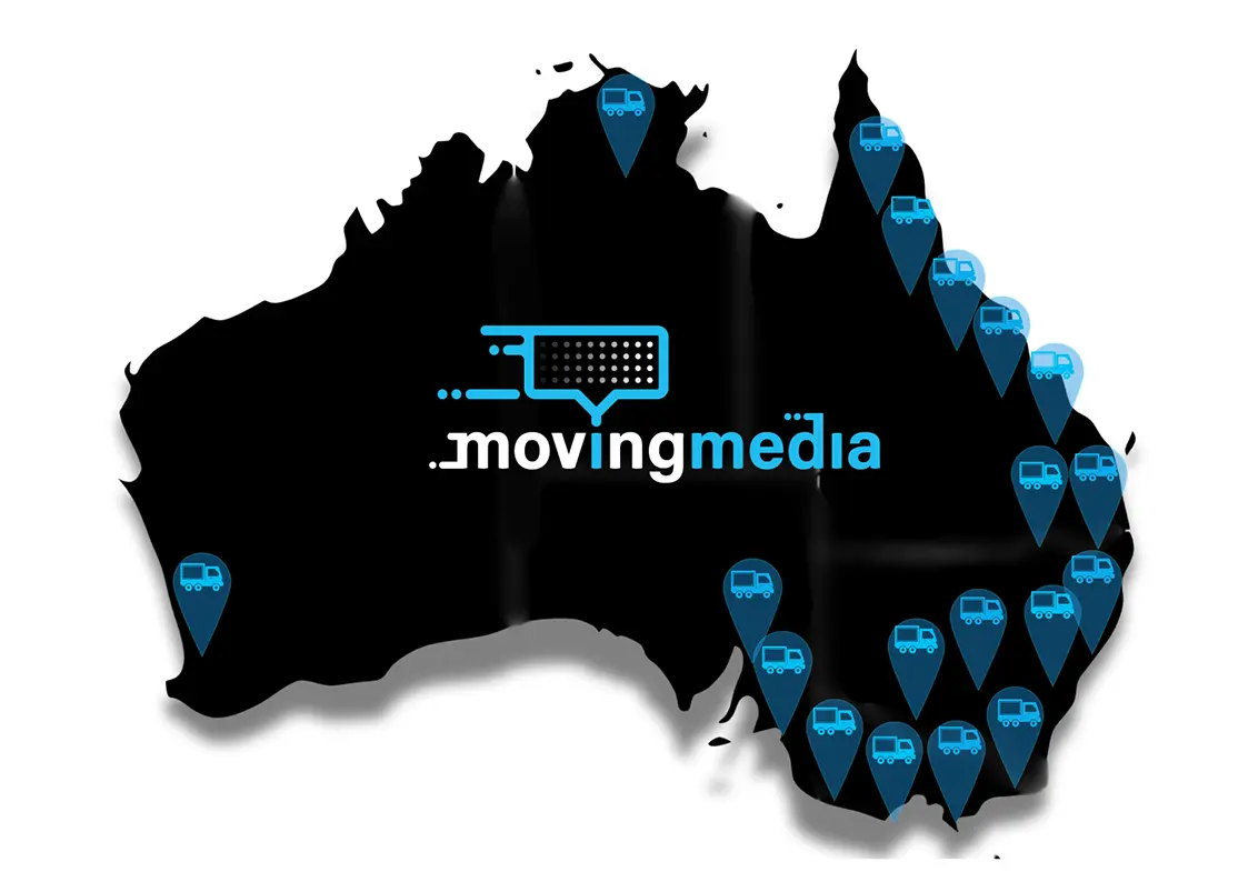 map of Australia with Moving Media locations