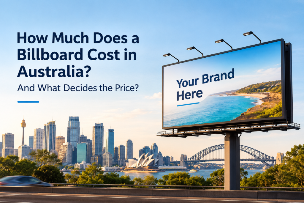 Billboard advertising costs in Australia and factors that affect pricing, including location, size, format, and campaign duration.